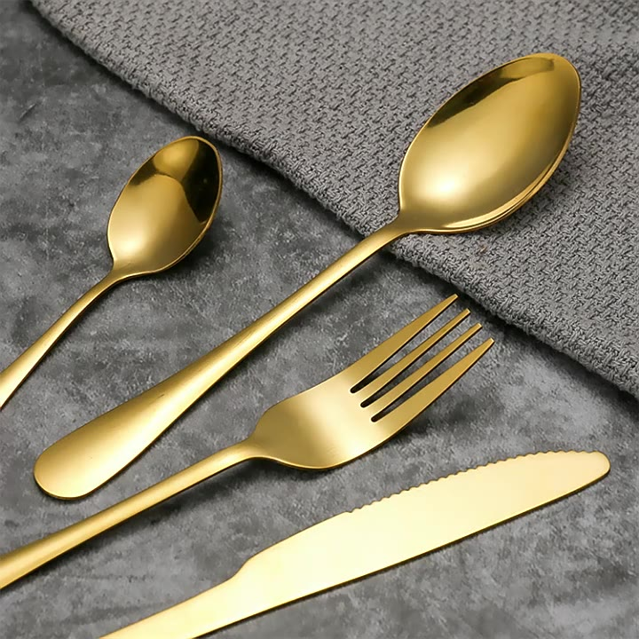 18 Peças Talheres Ouro De Aço Inox Garfo Colher Faca Colher De Mesa