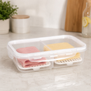 Organizador De Geladeira Porta Frios 700ML Herméticos 4 Travas Vedação Resistente Com Divisória
