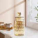 Kits Pote Vidro Âmbar Hermético Decoração Baleiro Afeto Coração Armazenamento