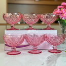 Jogo 12 Taças de Vidro Rosa Tigela Bowl 310ml Sobremesa Sorvete Petisqueira Luxo-