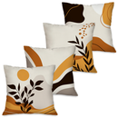 Kit 4 Capas de Almofada Decorativas Folhagens Douradas 45x45 cm