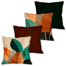 Kit 4 Capas de Almofada Decorativas Folhagens Douradas 45x45 cm