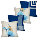 Kit 4 Capas de Almofada Decorativas Folhagens Douradas 45x45 cm