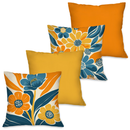 Kit 4 Capas de Almofada Decorativas Folhagens Douradas 45x45 cm