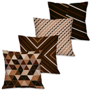 Kit 4 Capas de Almofada Decorativas Folhagens Douradas 45x45 cm