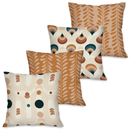 Kit 4 Capas de Almofada Decorativas Folhagens Douradas 45x45 cm