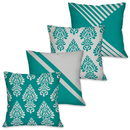 Kit 4 Capas de Almofada Decorativas Folhagens Douradas 45x45 cm