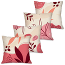 Kit 4 Capas de Almofada Decorativas Folhagens Douradas 45x45 cm