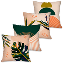 Kit 4 Capas de Almofada Decorativas Folhagens Douradas 45x45 cm