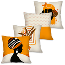 Kit 4 Capas de Almofada Decorativas Folhagens Douradas 45x45 cm