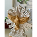 divino Espírito Santo 25cm branco perolado dourado de mesa imagem de gesso