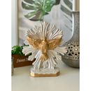 divino Espírito Santo 25cm branco perolado dourado de mesa imagem de gesso