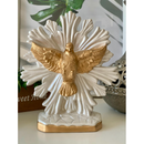 divino Espírito Santo 25cm branco perolado dourado de mesa imagem de gesso