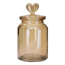 Pote Vidro Âmbar Hermético Decor Afeto Coração