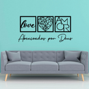 Kit com 3 Quadros Decorativos + Frase Abençoados por Deus - Decoração para Sala e Quarto em mdf