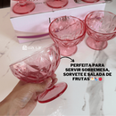 Jogo 12 Taças de Vidro Rosa Tigela Bowl 310ml Sobremesa Sorvete Petisqueira Luxo-