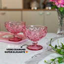 Jogo 12 Taças de Vidro Rosa Tigela Bowl 310ml Sobremesa Sorvete Petisqueira Luxo-