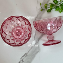 Jogo 12 Taças de Vidro Rosa Tigela Bowl 310ml Sobremesa Sorvete Petisqueira Luxo-
