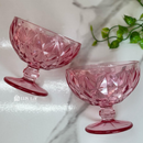 Jogo 12 Taças de Vidro Rosa Tigela Bowl 310ml Sobremesa Sorvete Petisqueira Luxo-