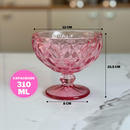 Jogo 12 Taças de Vidro Rosa Tigela Bowl 310ml Sobremesa Sorvete Petisqueira Luxo-