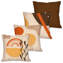 Kit 4 Capas de Almofada Decorativas Folhagens Douradas 45x45 cm
