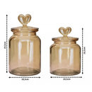 Pote Vidro Âmbar Hermético Decor Afeto Coração