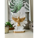 divino Espírito Santo 25cm branco perolado dourado de mesa imagem de gesso