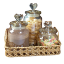 Pote Vidro Âmbar Hermético Decor Afeto Coração