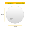 Espelho Decorativo Redondo para Escritório Sala Quarto Banheiro c/ Led 60cm 50cm 40cm 30cm + Suporte
