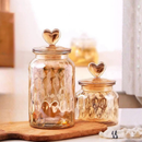 Kits Pote Vidro Âmbar Hermético Decoração Baleiro Afeto Coração Armazenamento