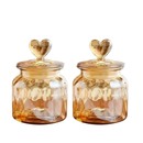 Kits Pote Vidro Âmbar Hermético Decoração Baleiro Afeto Coração Armazenamento