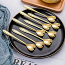 Kit Colheres Coração Fofa para Cozinha Mesa Posta Douradas Café Sobremesa Chá Aço Inoxidável