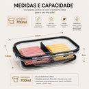 Organizador De Geladeira Porta Frios 700ML Herméticos 4 Travas Vedação Resistente Com Divisória