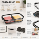 Organizador De Geladeira Porta Frios 700ML Herméticos 4 Travas Vedação Resistente Com Divisória