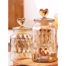 Kits Pote Vidro Âmbar Hermético Decoração Baleiro Afeto Coração Armazenamento
