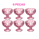 Jogo 12 Taças de Vidro Rosa Tigela Bowl 310ml Sobremesa Sorvete Petisqueira Luxo-